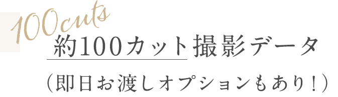 約100カット撮影データ 即日お渡しオプションもあり！