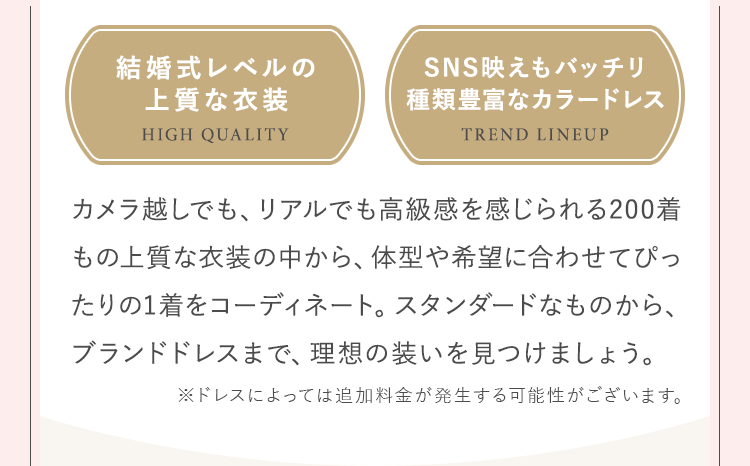 結婚式レベルの上質な衣装