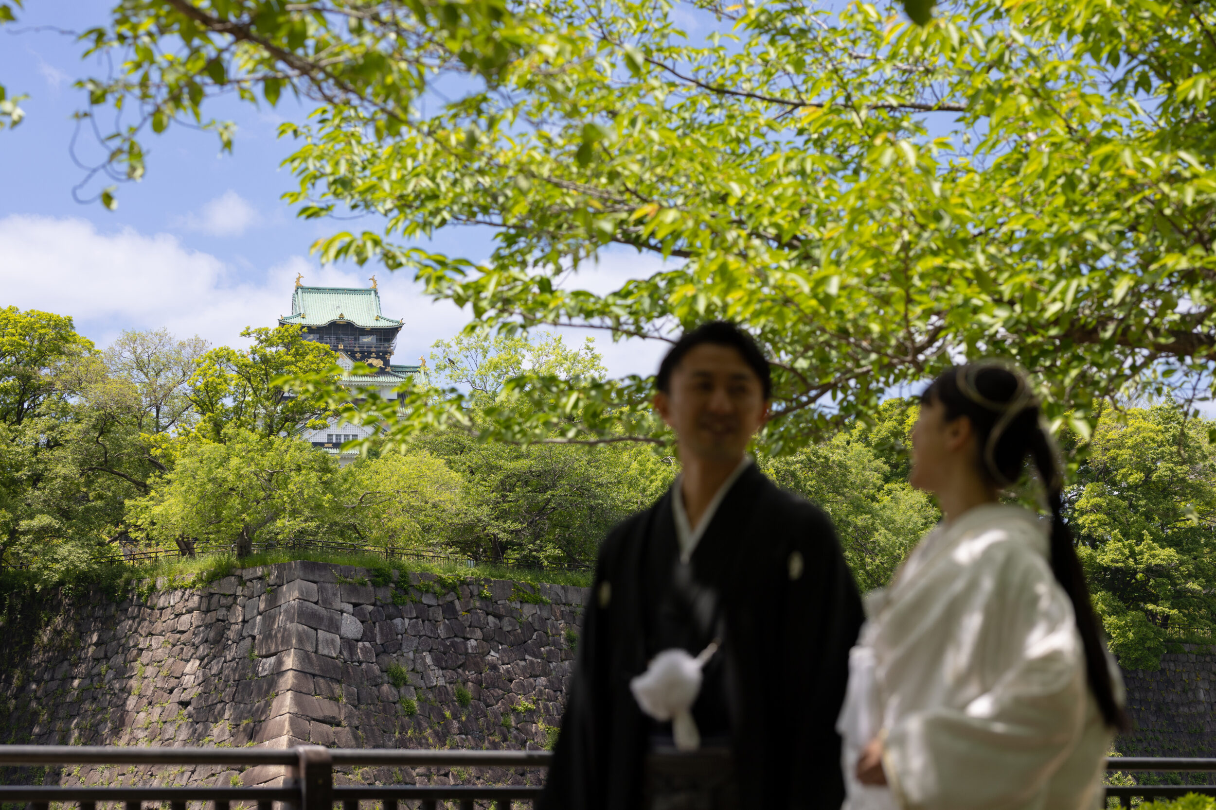 和装　大阪城公園　ロケ　新緑 