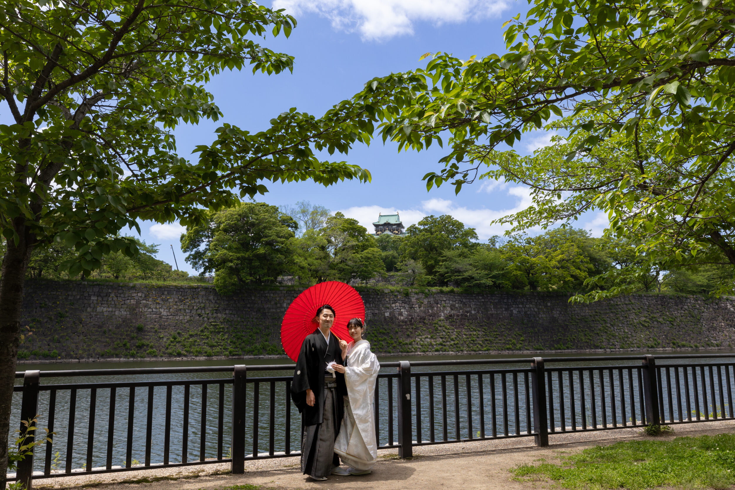 和装　大阪城公園　ロケ　新緑